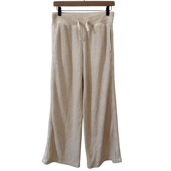 Aerie Essential Waffle Hoodie & Trouser Set in "Heather Frost" Tan Size Small - Picture 10 of 15